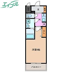 S-RESIDENCE四日市元町 4階1Kの間取り