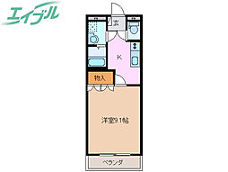 パーソナル・スリー城西 1Kの間取図画像