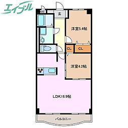 イストワール城西 2LDKの間取図画像