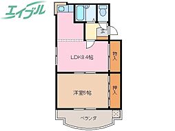 尾関ハイツ 1LDKの間取図画像