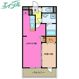メゾンモンマルトル1 1LDKの間取図画像