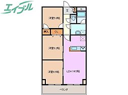 プロミネント四日市 3LDKの間取図画像