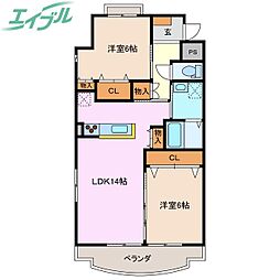 マスターズフォート 2LDKの間取図画像
