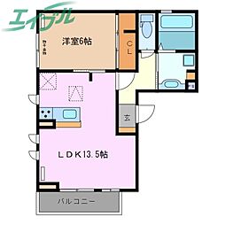 アンファンナッツ 1LDKの間取図画像