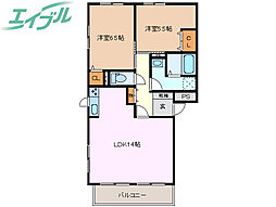 グローリークラウン 2LDKの間取図画像