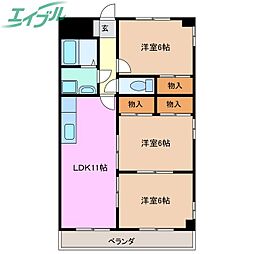 グレースマンション藤 3LDKの間取図画像