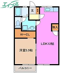メープルマツモト 1LDKの間取図画像