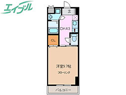 フローラル堀木 1Kの間取図画像