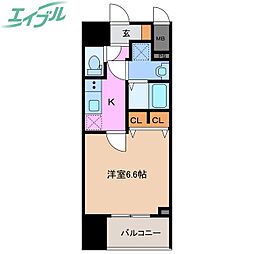 S-RESIDENCE四日市駅前couleur(クルール) 1Kの間取図画像