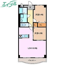 イストワール城西 2LDKの間取図画像