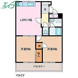 シャンボール西浦 2LDKの間取図画像