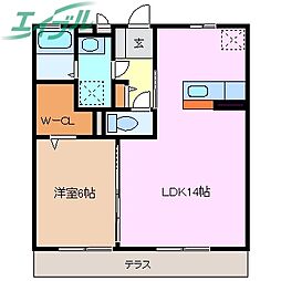 グランドソレーユC 1LDKの間取図画像