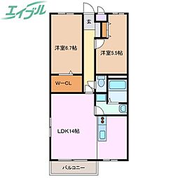 プリマリア・ノール 2LDKの間取図画像