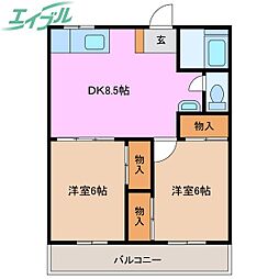 第二泰和マンション 2DKの間取図画像