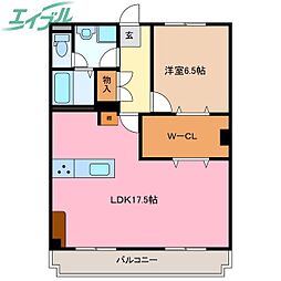 ヴィラときわ 1LDKの間取図画像