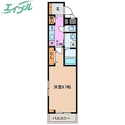 ヒカルサ四日市東阿倉川 1Kの間取図画像