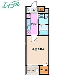 カームタウン 1Kの間取図画像