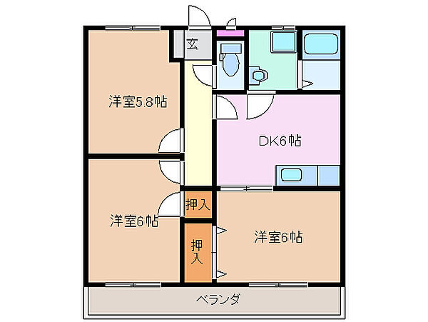 チェリーグロー 2C｜三重県四日市市桜町(賃貸アパート3DK・2階・51.83㎡)の写真 その2
