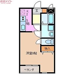 コパン・ド・サルテ 1階1Kの間取り