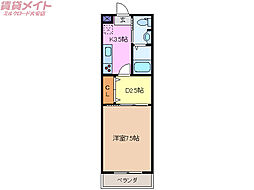 RADIANT 3階1DKの間取り