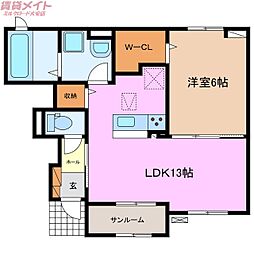 ショー・M 1LDKの間取図画像
