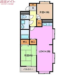 ドルフこもの 2LDKの間取図画像