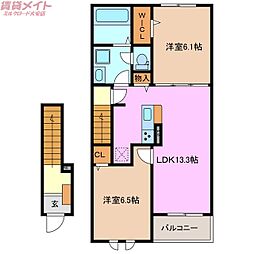 ひよこのいえに 2LDKの間取図画像