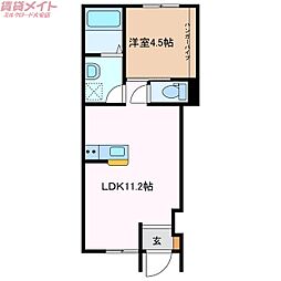 仮)東員町鳥取新築アパート 1LDKの間取図画像