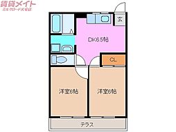 はやしはうすA 2DKの間取図画像