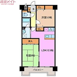ル・ド・ソレイユ菰野 2LDKの間取図画像