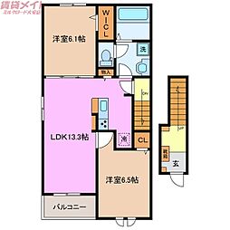 ひよこのいえ2 C 1LDKの間取図画像