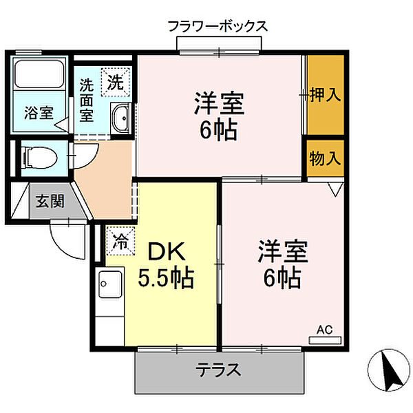 グレースハイム 103｜三重県四日市市松本１丁目(賃貸アパート2DK・1階・42.03㎡)の写真 その2