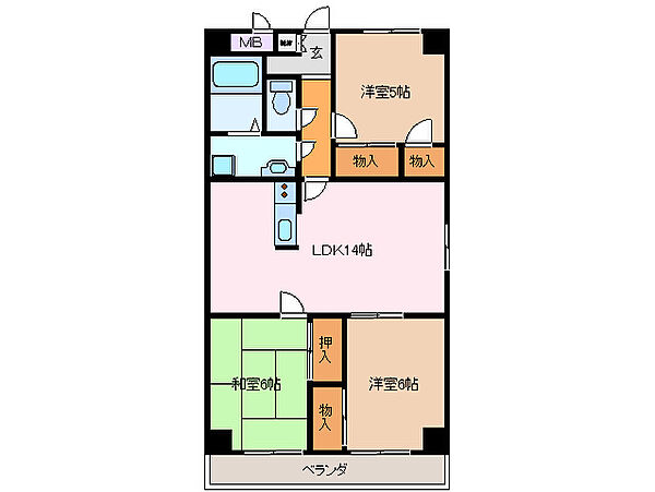 プロミネント四日市 608｜三重県四日市市大字末永(賃貸マンション3LDK・6階・71.19㎡)の写真 その2