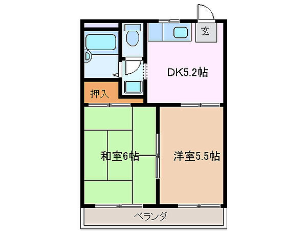 コーポ河村 202｜三重県四日市市小古曽２丁目(賃貸アパート2K・2階・33.60㎡)の写真 その2