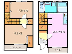 マノワール大治田 C ｜ 三重県四日市市大治田３丁目（賃貸テラスハウス2LDK・1階・58.79㎡） その2