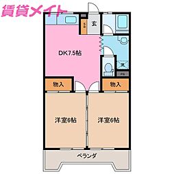 小古曽ビル 2DKの間取図画像