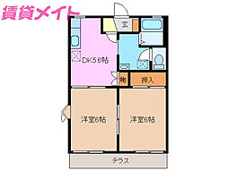 Ｔ−メゾン高花 1階2DKの間取り