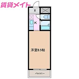 アイボンラビアン 3階1Kの間取り