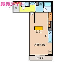 シャーメゾン　ル　シエル 2階ワンルームの間取り