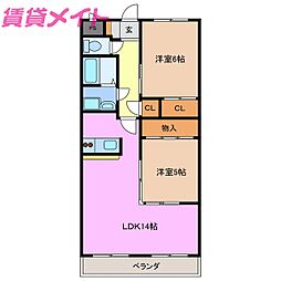 ガーデンヒルF.M.T 2LDKの間取図画像
