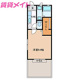 フローラ 1Kの間取図画像