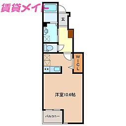 ジールβ ワンルームの間取図画像