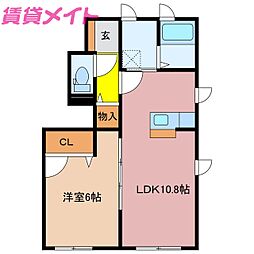 エクセレントSAIKIC棟 1LDKの間取図画像