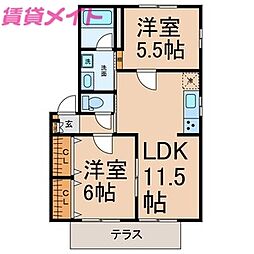 ビバリーK&AB 2LDKの間取図画像