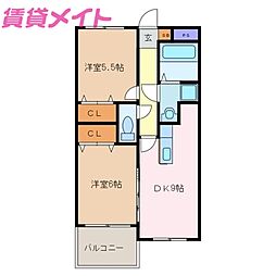 サンヒルズ2 2DKの間取図画像