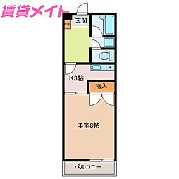 ハイマンション日永西B 1Kの間取図画像