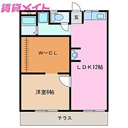 フォーヴル錦B棟 1LDKの間取図画像