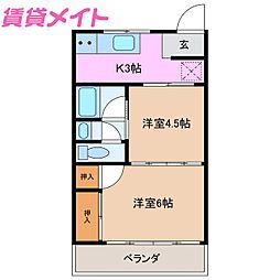 コーポITO 2Kの間取図画像