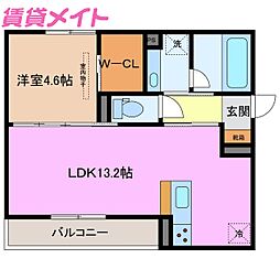アネシスvilla赤堀 1LDKの間取図画像