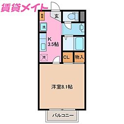 ミカーサ日永 1Kの間取図画像